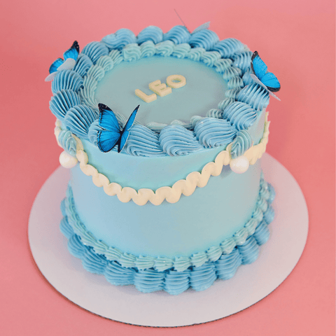 Baby Blue Butterfly Cake