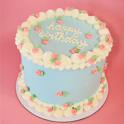 Baby Blue Rose Cake