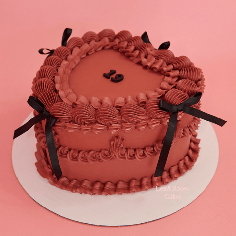 Maroon Heart Cake