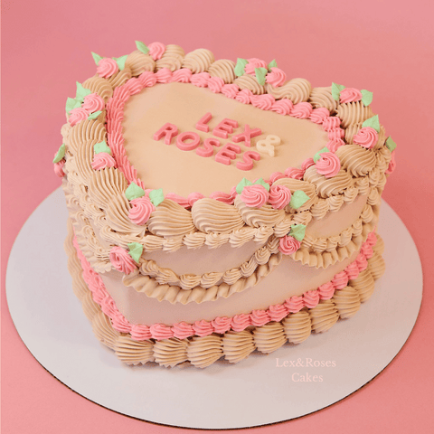 Latte Rose Heart Cake