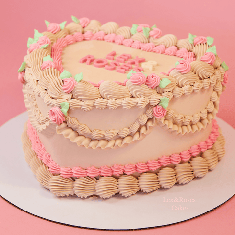 Latte Rose Heart Cake