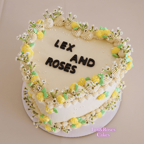 Yellow Rose Heart Cake