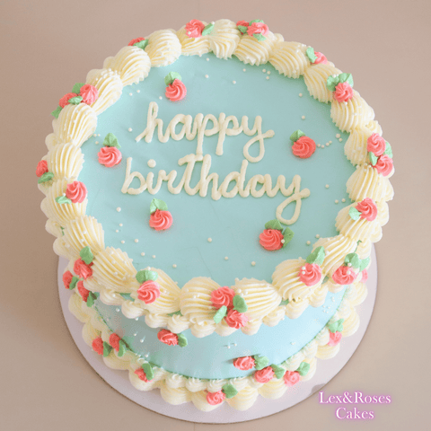 Baby Blue Rose Cake